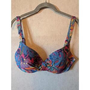 CALZEDONIA colorful glitter pushup bikini top sz L
